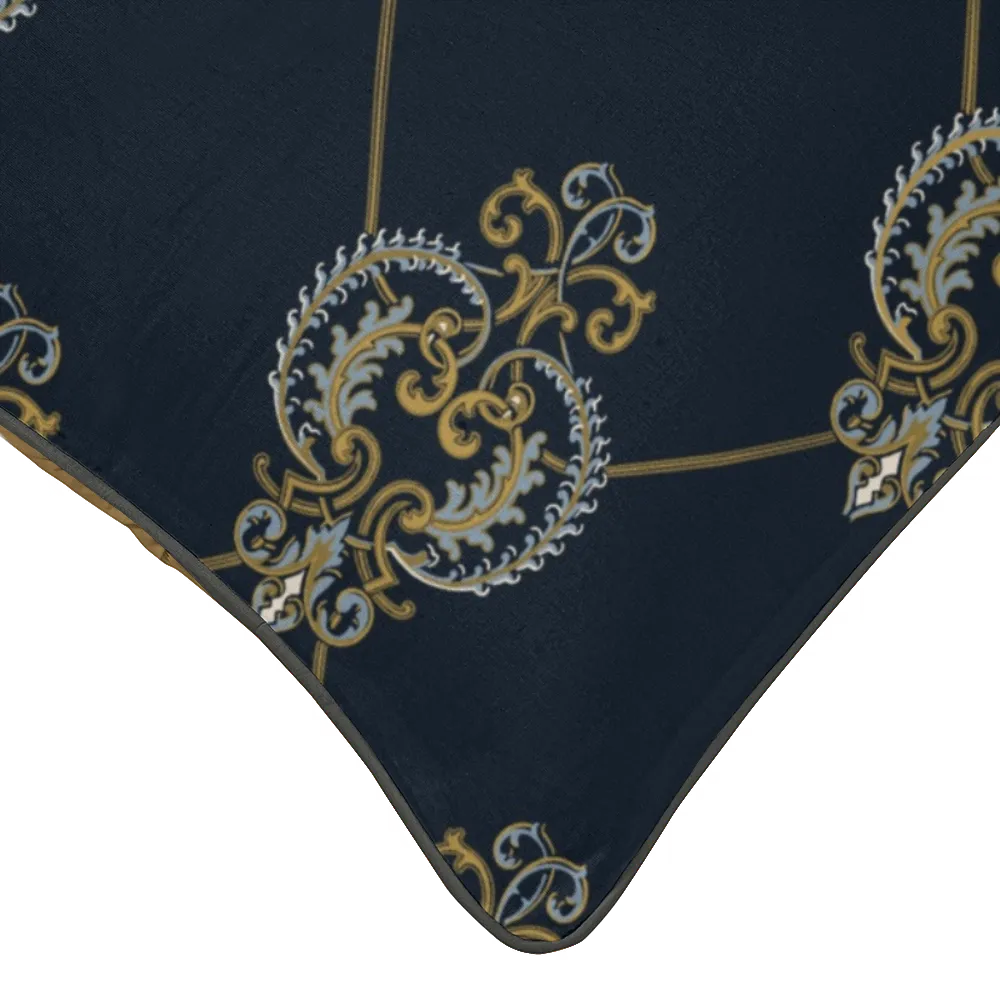 Heritage Bloom Pillow Trio - Heart Scroll (Midnight Navy)