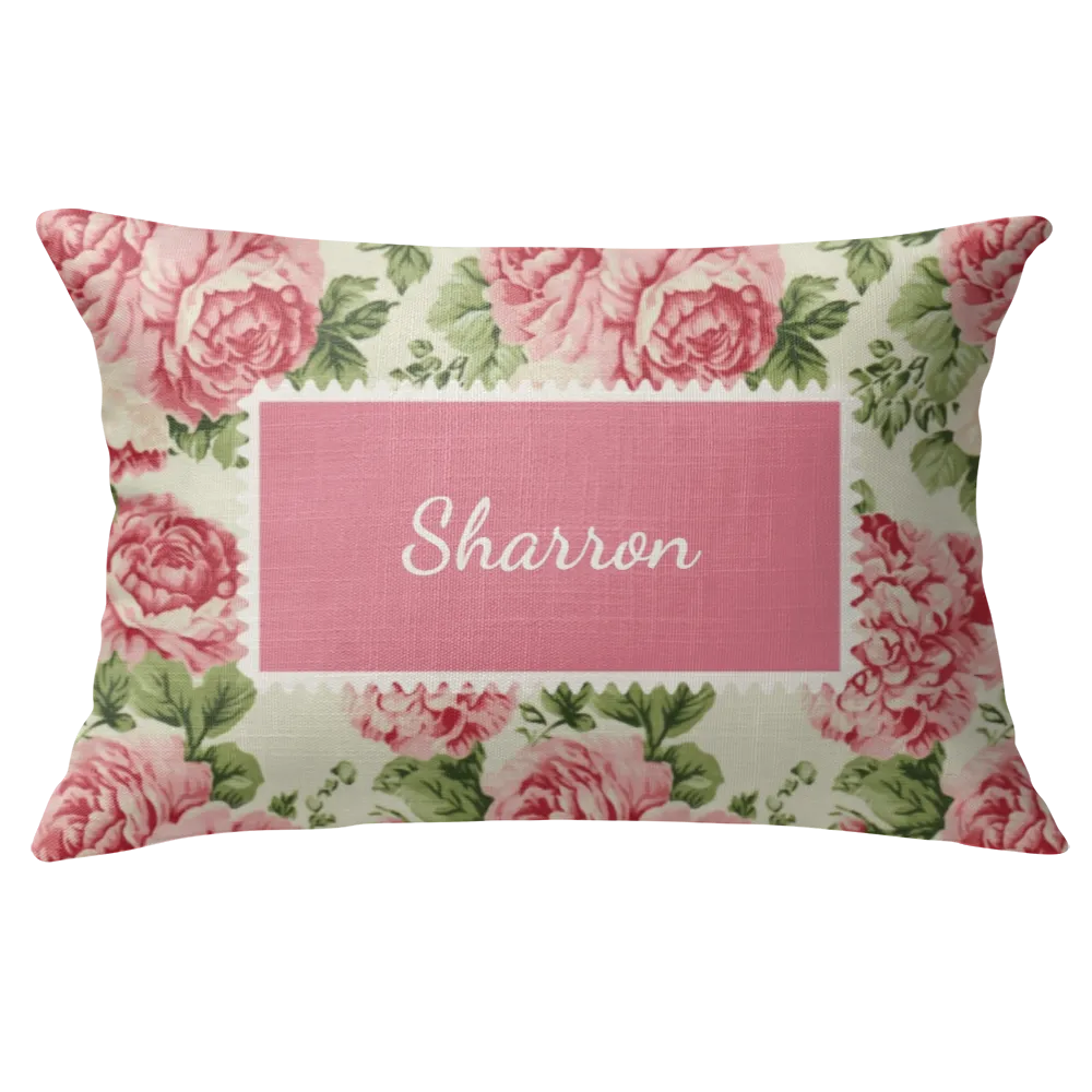 Sharron Floral Lumbar Pillow – Personalized Panel | Vintage Cottage Collection