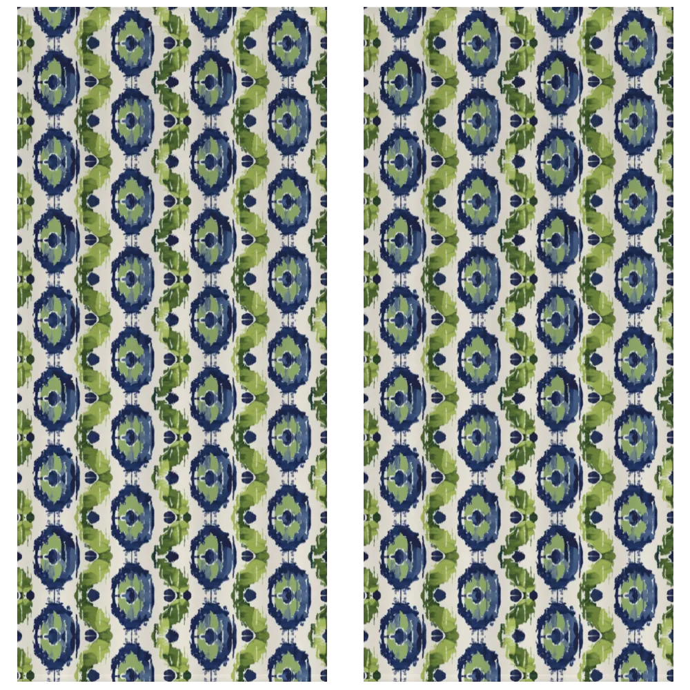 Ikat Fusion Curtain Panel Set – Kelp Ribbon