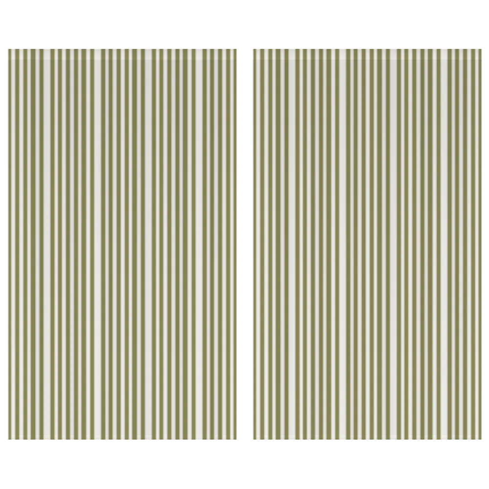 Window Curtain Set - Cotton Blend (2 Panels) | French Stripe - Artichoke