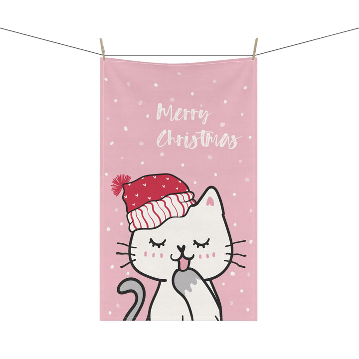 Cotton Twill Tea Towel / Merry Catmus Collection / Pink - 5 Design Choices