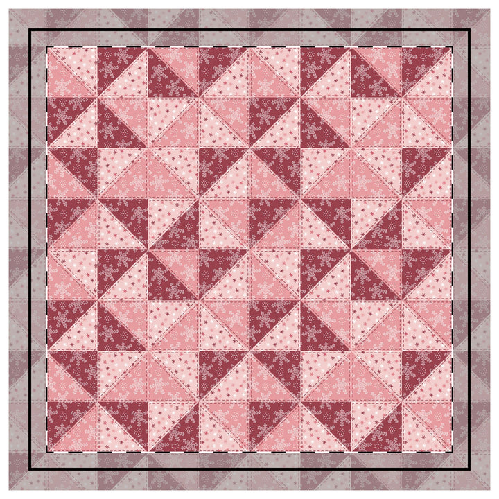 Quilted Sham / 3 sizes / Patchwork / Pinwheel / Snow - Cranberry