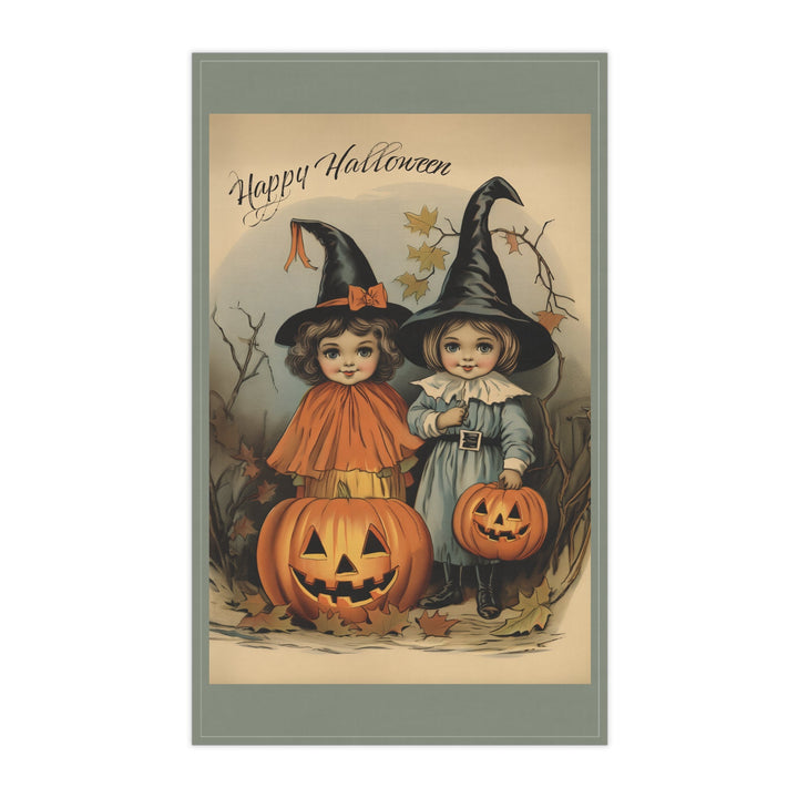 Cotton Twill Tea Towel / Vintage Halloween Art - Kids in Costume