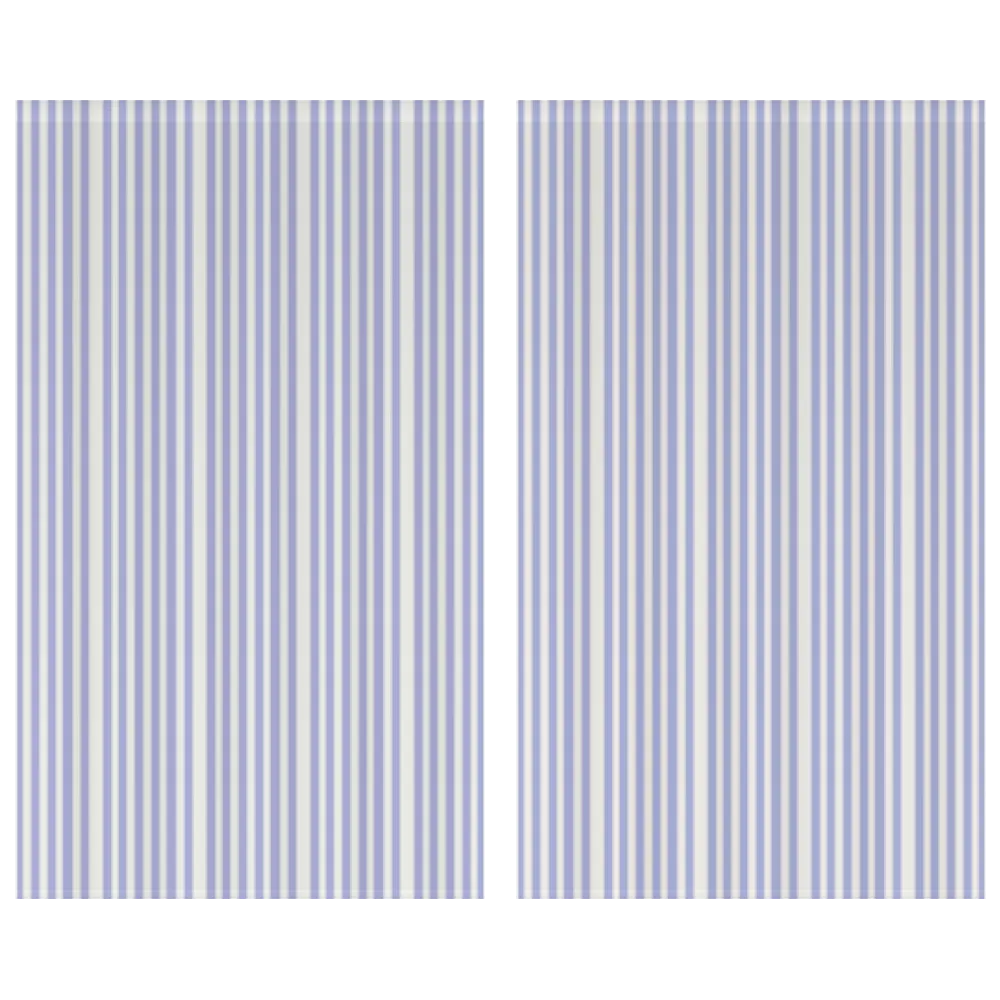 Window Curtain Set - Cotton Blend (2 Panels) | French Stripe - Periwinkle