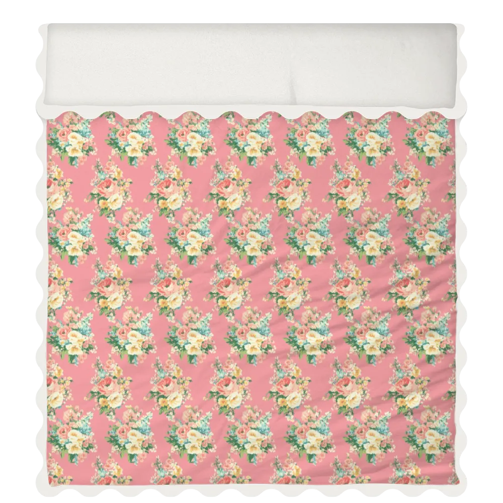 Vintage Cottage Collection Scalloped Duvet Cover Set - Florence (Peony)