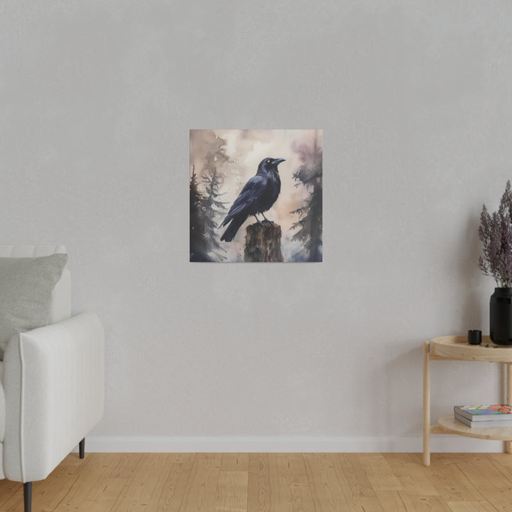 Square Matte Canvas / Halloween Art - Raven in the Forest