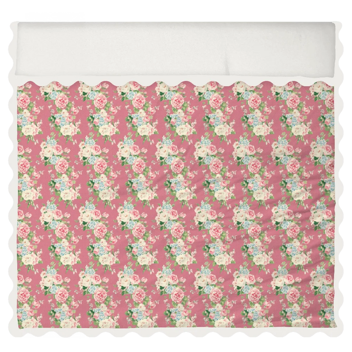 Vintage Cottage Collection Scalloped Duvet Cover Set - Emma (Peony)