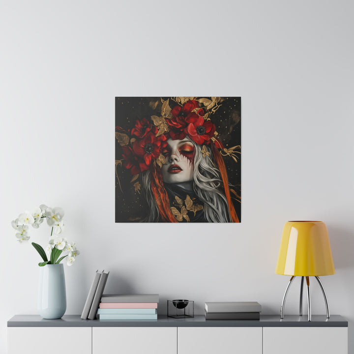 Square Matte Canvas / Autumn Fall Art / Woman - Anemone