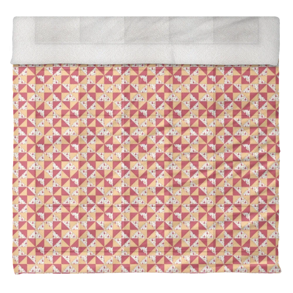 Luxury Flannel & Sherpa Comforter Set | Patchwork Pinwheel - Woodland Fox