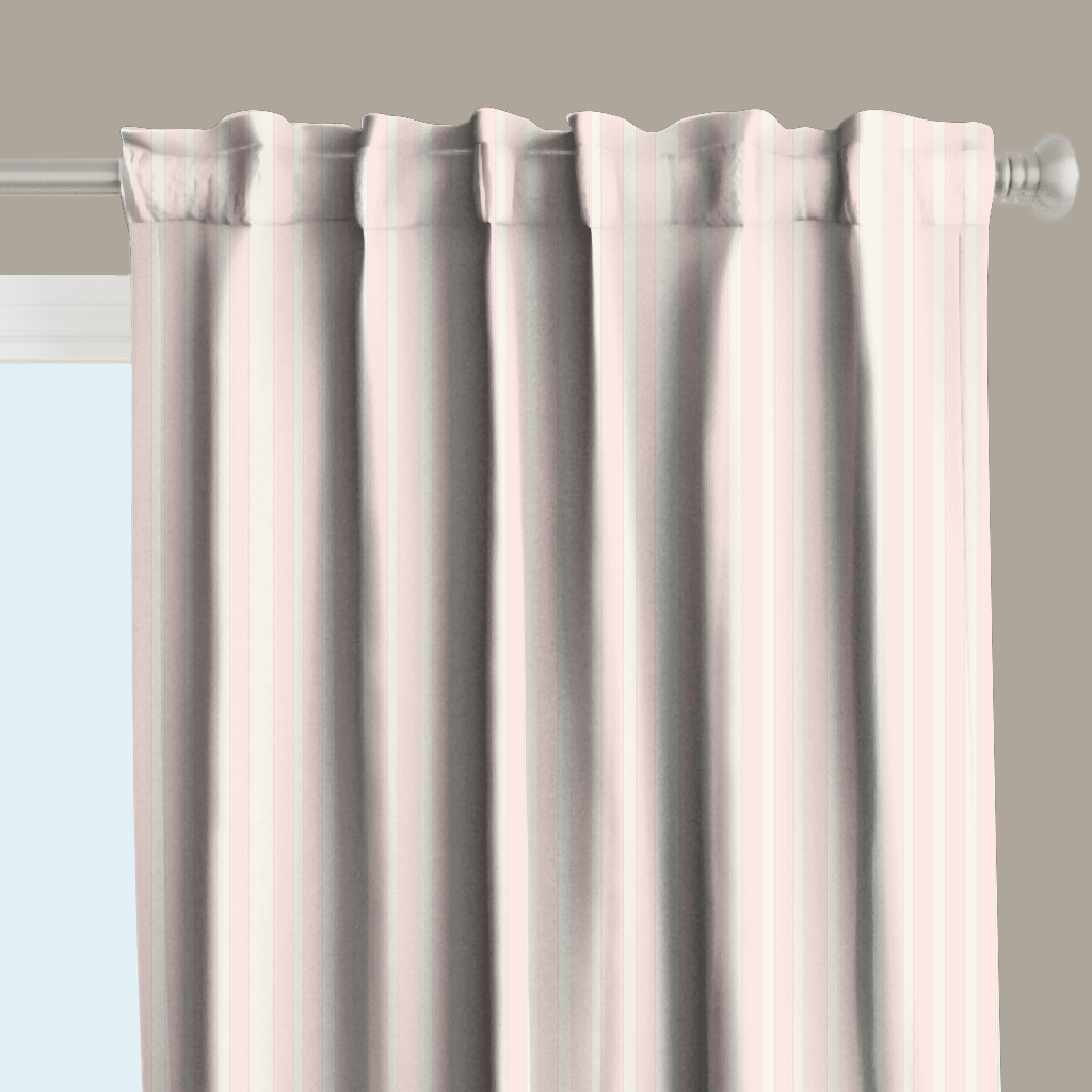 Window Curtain Set - Cotton Blend (2 Panels) | French Stripe - Ballet Pink  (Vintage Cottage Collection)