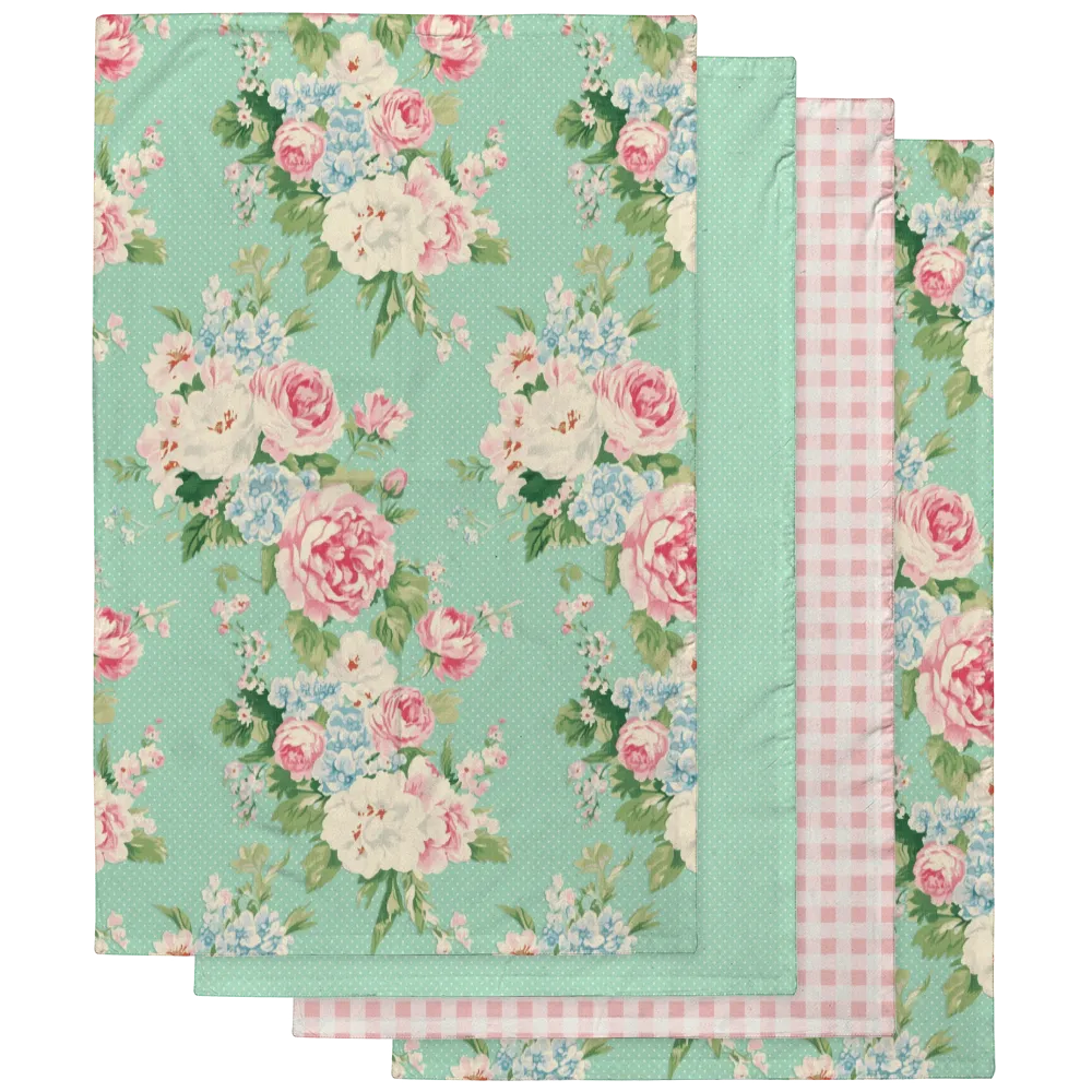 Emma – Seafoam Tea Towel Set (4) | Vintage Cottage Collection