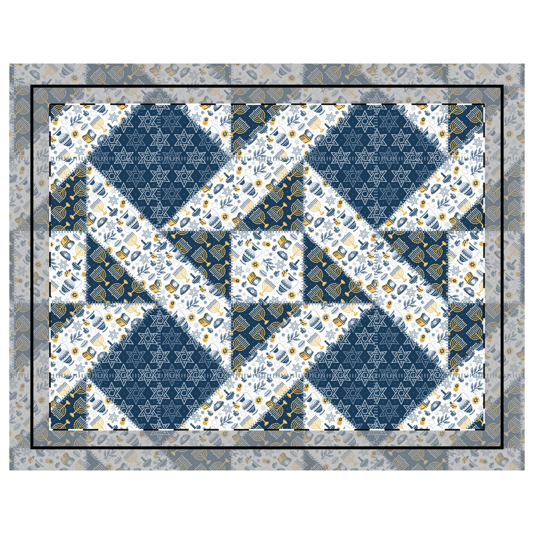 Quilted Sham / 3 sizes / Patchwork / Quad Star / Hanukkah - Traditional