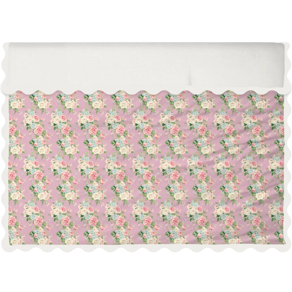 Vintage Cottage Collection Scalloped Duvet Cover Set - Emma (Lilac)