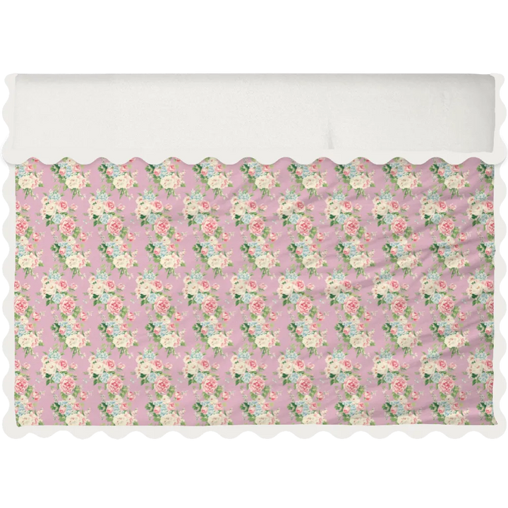 Vintage Cottage Collection Scalloped Duvet Cover Set - Emma (Lilac)