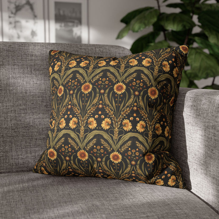 Microsuede Square Pillow Cover / William Morris Inspired Collection - Sunflower Stalks