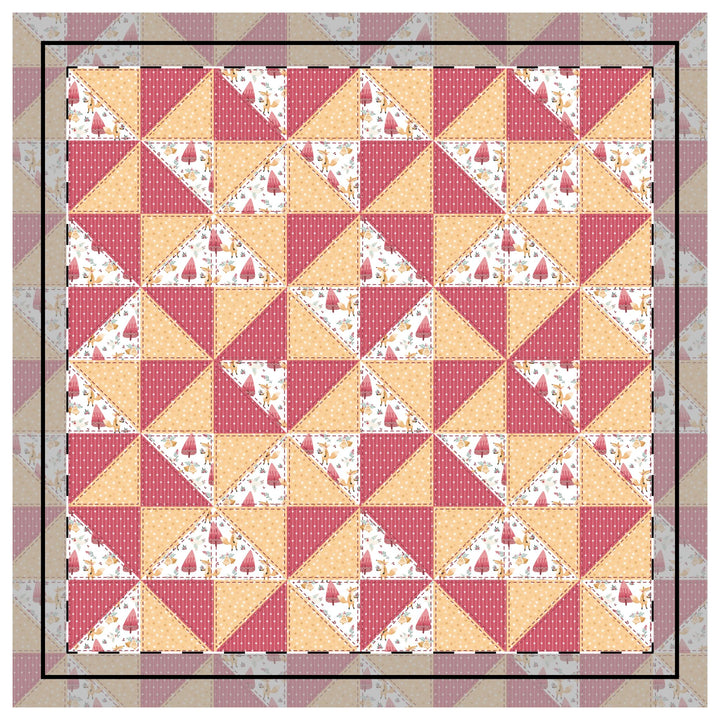 Quilted Sham / 3 sizes / Patchwork / Pinwheel / Woodland - Fox