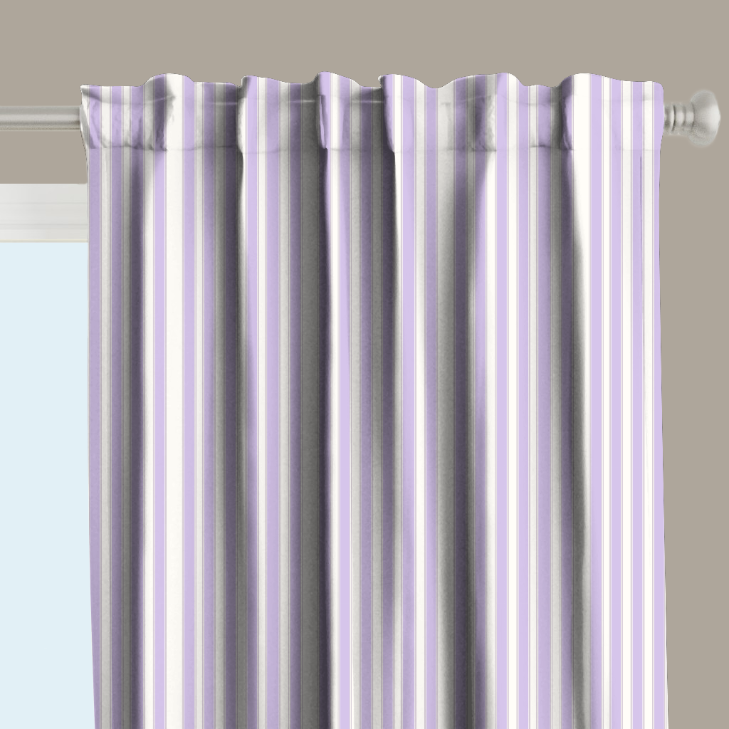 Window Curtain Set - Cotton Blend (2 Panels) | French Stripe - Heliotrope  (Vintage Cottage Collection)