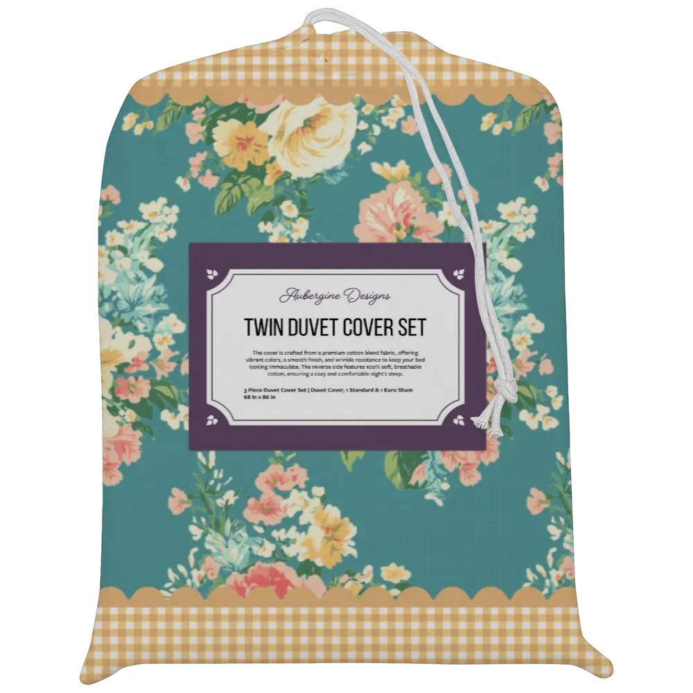 Vintage Cottage Collection Scalloped Duvet Cover Set - Florence (Blue)