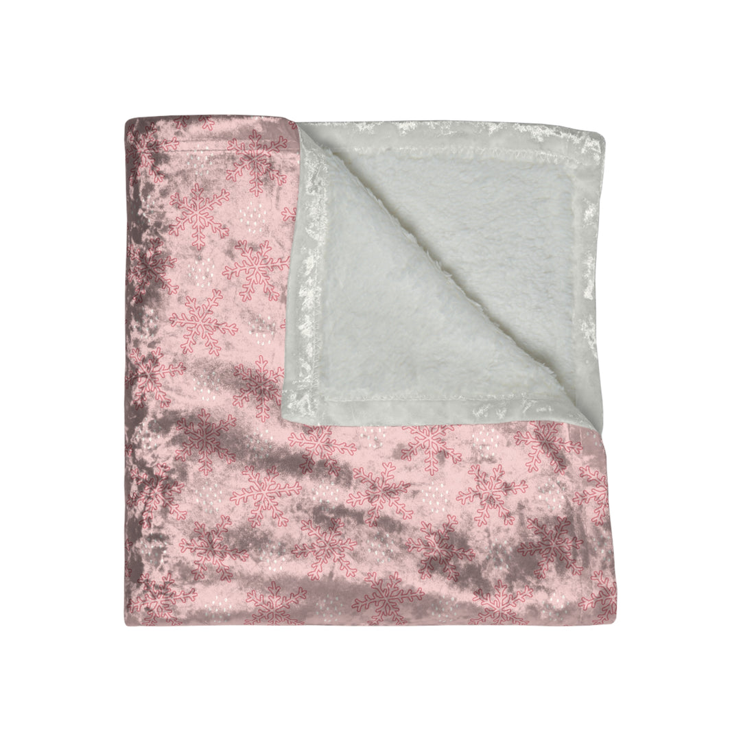 Crushed Velvet Blanket / Pink-tacular Christmas / Snowflakes