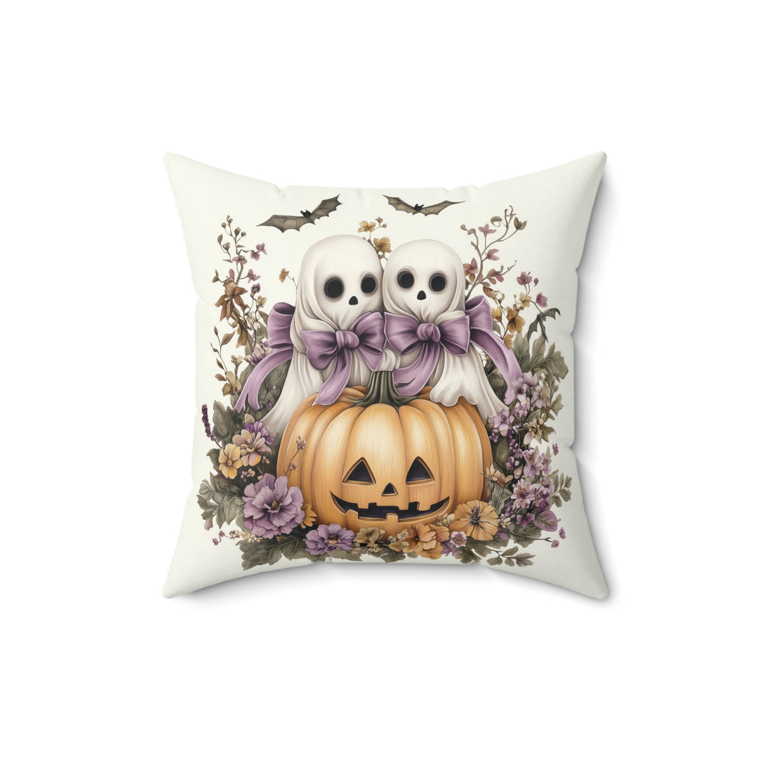 Microsuede Cushion / Halloween Art / Cottage Style Ghosts /