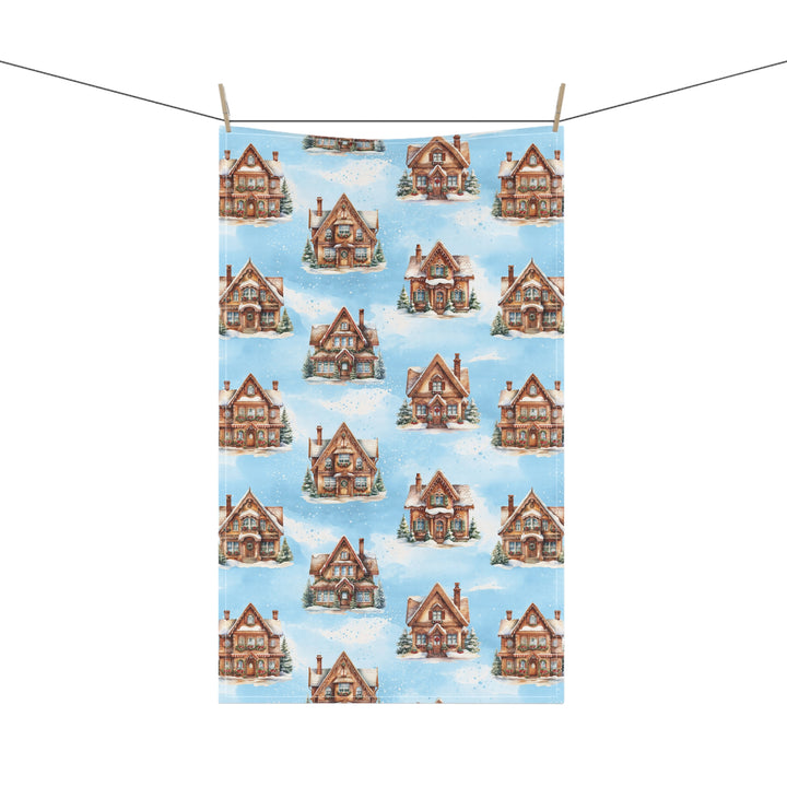 Cotton Twill Tea Towel / New England Christmas / Holiday Houses Collection