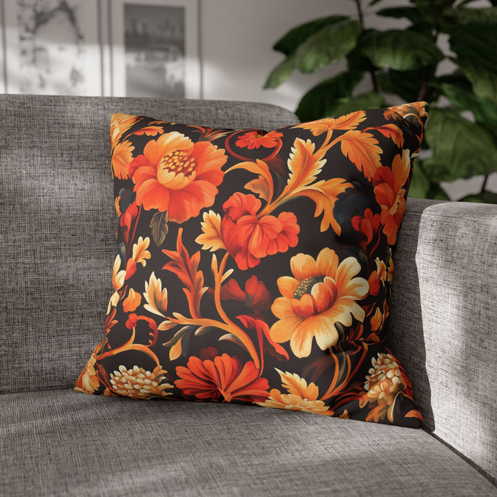 Microsuede Square Pillow Cover / Fall Jacobean - Amalfia