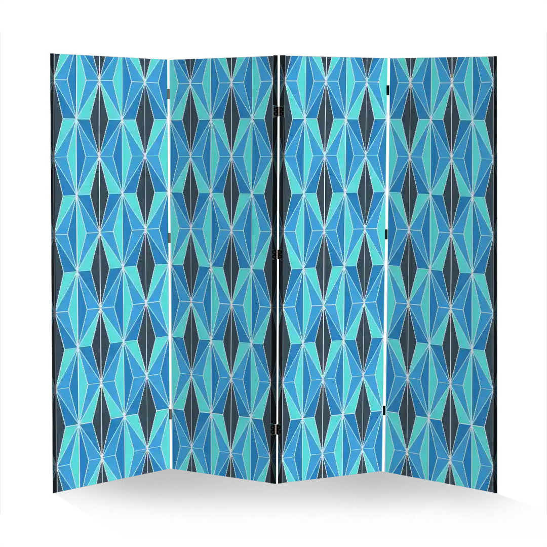 4 Panel Room Divider Folding Screen / Retro Diamonds