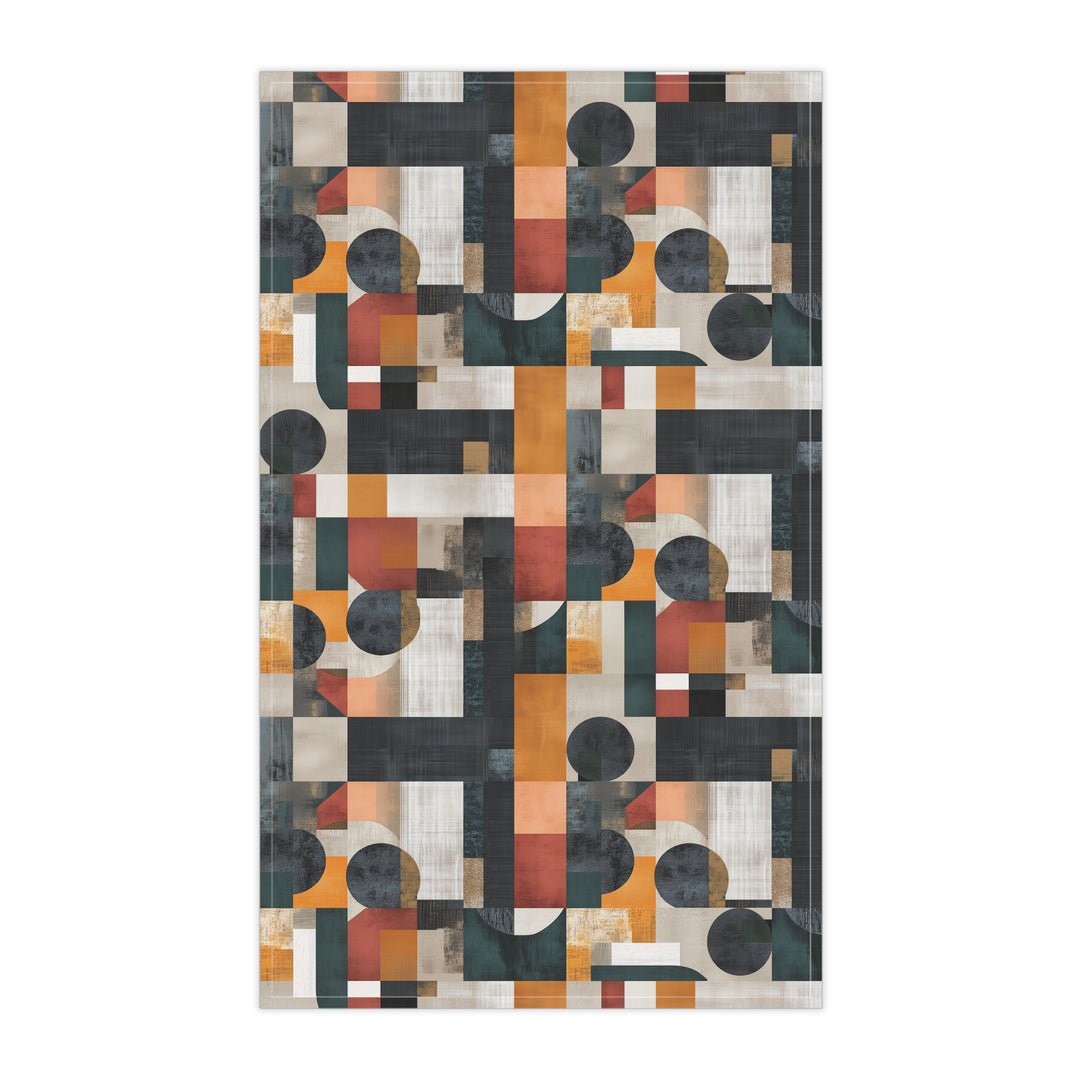 Cotton Twill Tea Towel / Diego (Abstract Geometric in Fall Colors)