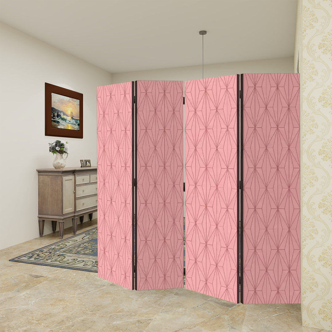 4 Panel Room Divider Folding Screen / Retro Diamonds