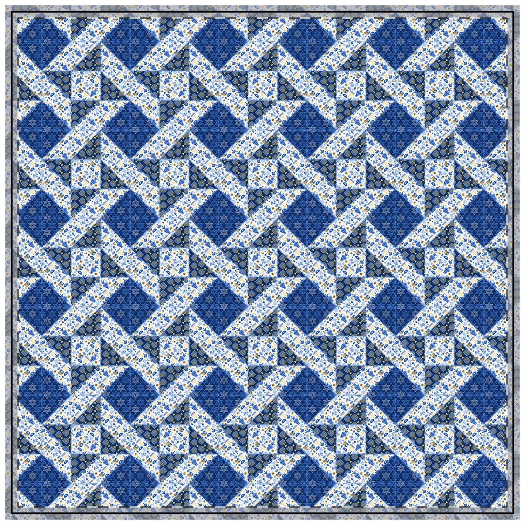 Quilted Coverlet / 4 sizes / Patchwork / Quad Star / Hanukkah