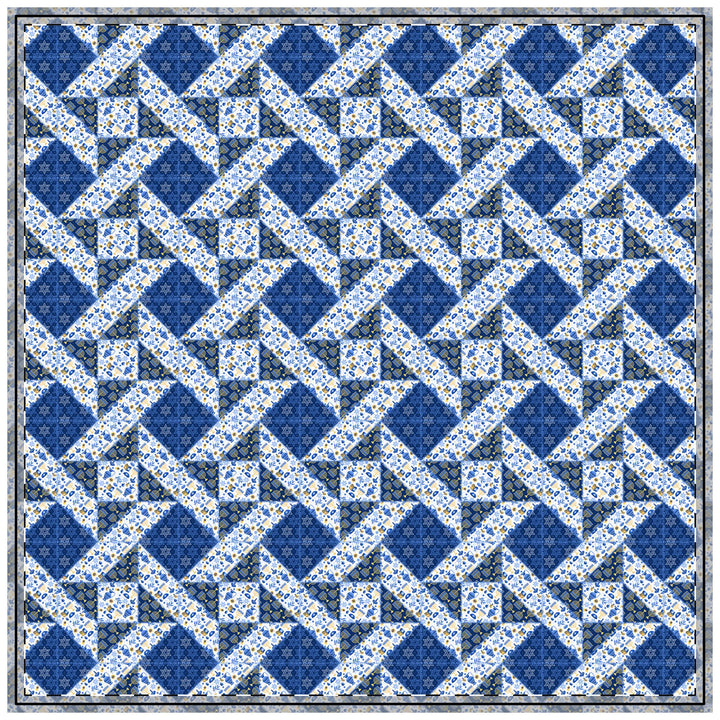 Quilted Coverlet / 4 sizes / Patchwork / Quad Star / Hanukkah