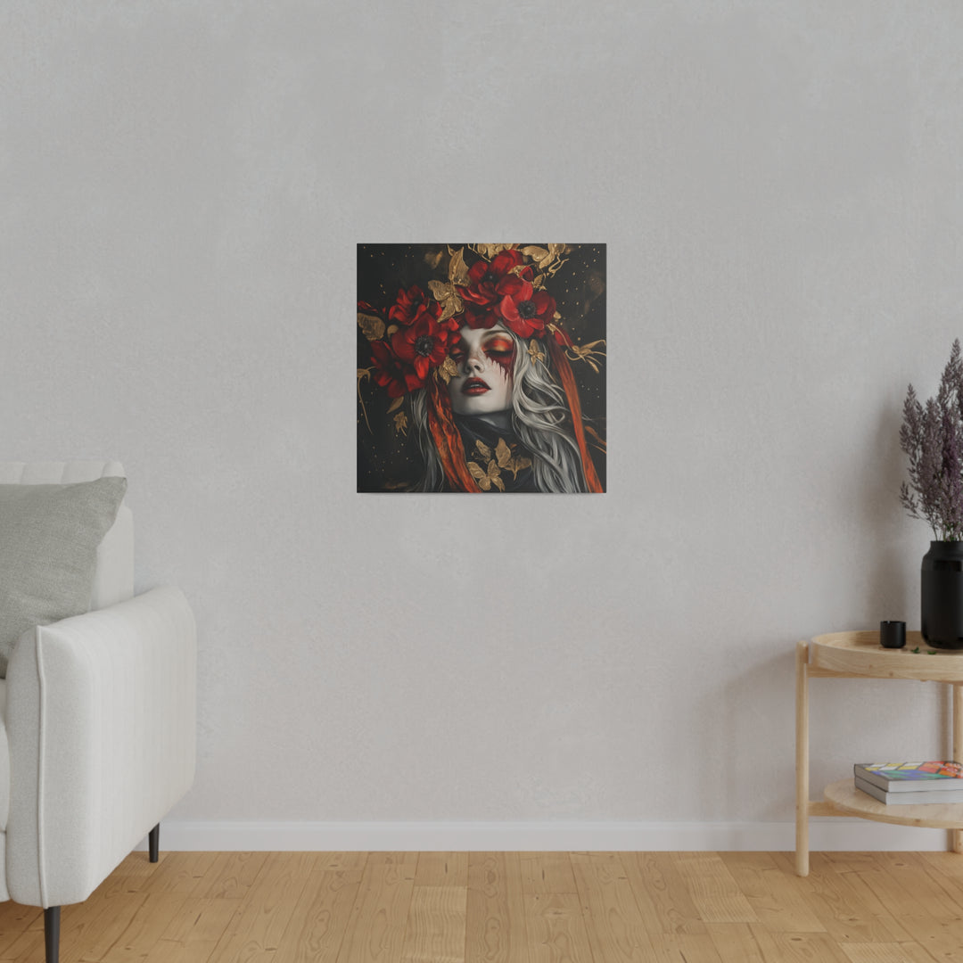 Square Matte Canvas / Autumn Fall Art / Woman - Anemone