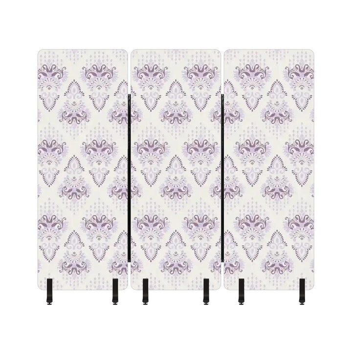 3 Panel Sound-Absorbing Room Divider / Diamond Ikat Damask