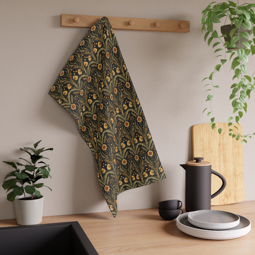 Cotton Twill Tea Towel / William Morris Inspired Collection - Sunflower Stalks