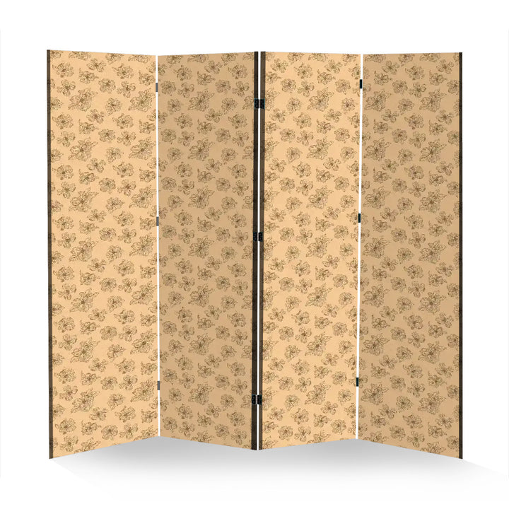 4 Panel Room Divider Folding Screen / Dogwood Blossoms - Peach