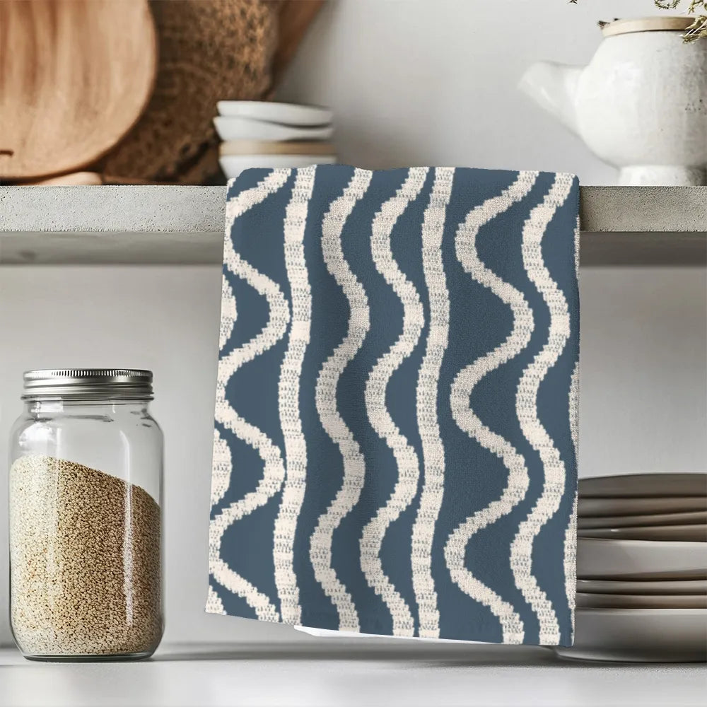 Ikat Fusion Tea Towel Set (6) – Sand &amp; Sea (Geometric)