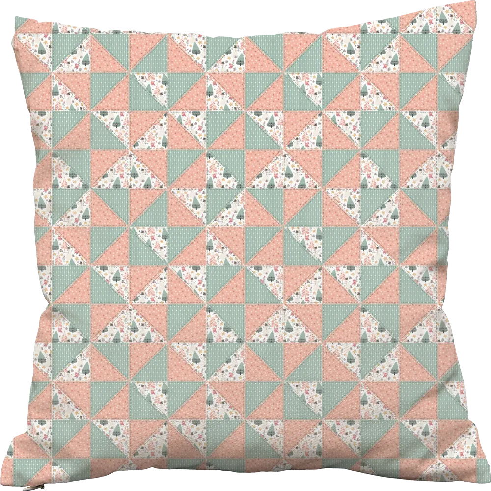 Luxury Flannel & Sherpa Comforter Set | Patchwork Pinwheel - Woodland Snowman