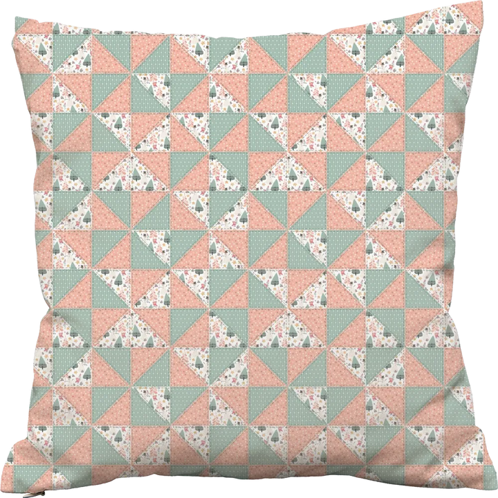 Luxury Flannel & Sherpa Comforter Set | Patchwork Pinwheel - Woodland Snowman