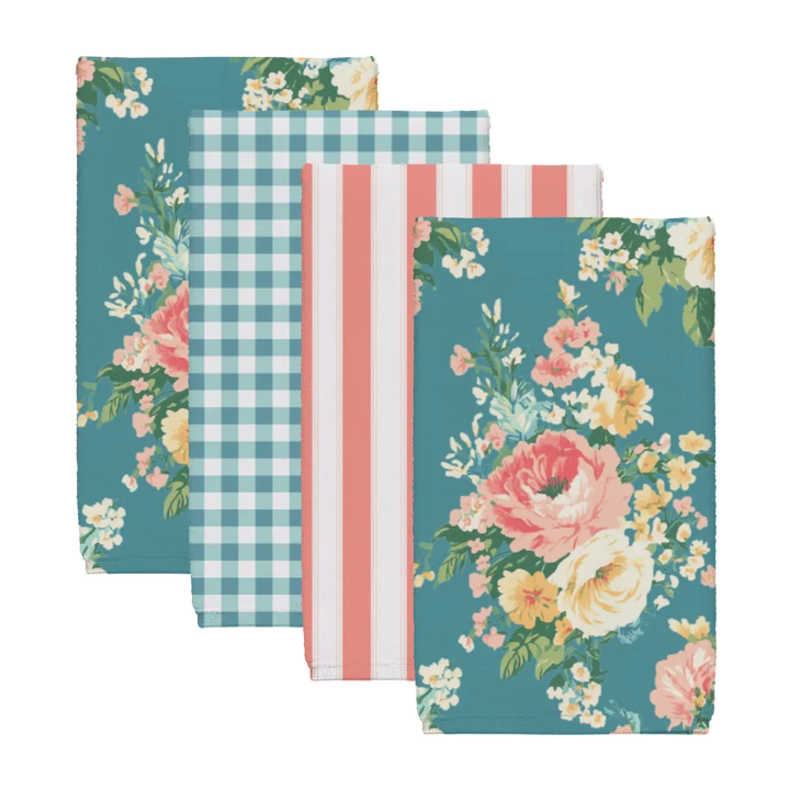 Florence – Blue Tea Towel Set (4) | Vintage Cottage Collection