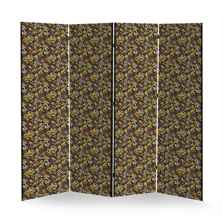 4 Panel Room Divider Folding Screen / Berries - William Morris Inspired Collection