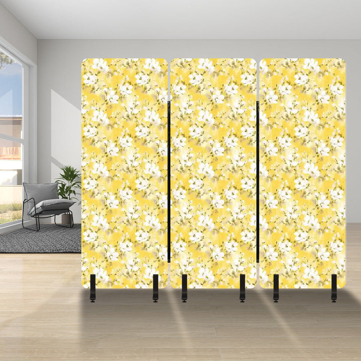 3 Panel Sound-Absorbing Room Divider / Distressed Cotton Blossom