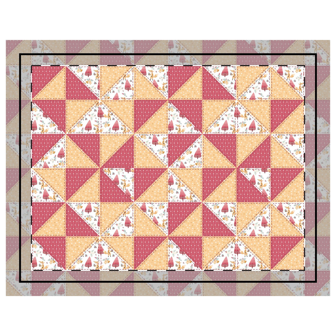 Quilted Sham / 3 sizes / Patchwork / Pinwheel / Woodland - Fox