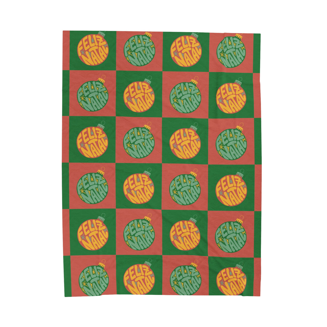 Velveteen Plush Blanket / Groovy Baubles / Feliz Natal / Merry Christmas - Portuguese (Português)