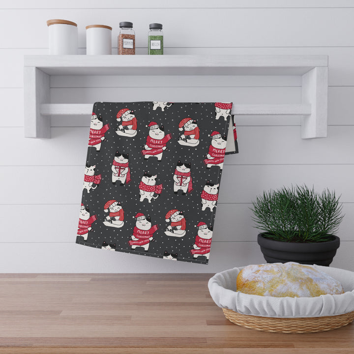 Cotton Twill Tea Towel / Merry Catmus Collection / Pattern