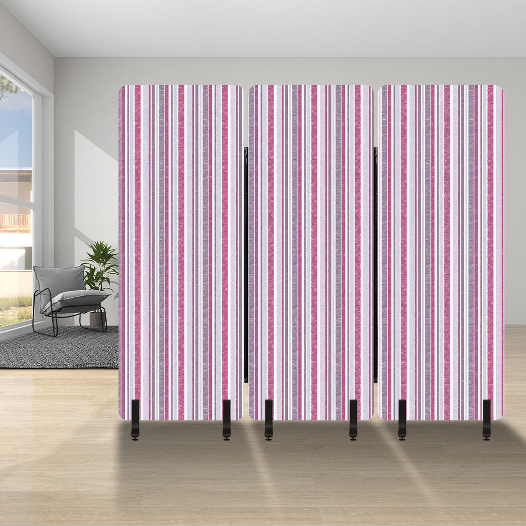 3 Panel Sound-Absorbing Room Divider / Sketchy Stripes