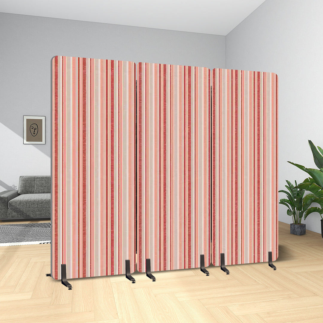 3 Panel Sound-Absorbing Room Divider / Sketchy Stripes