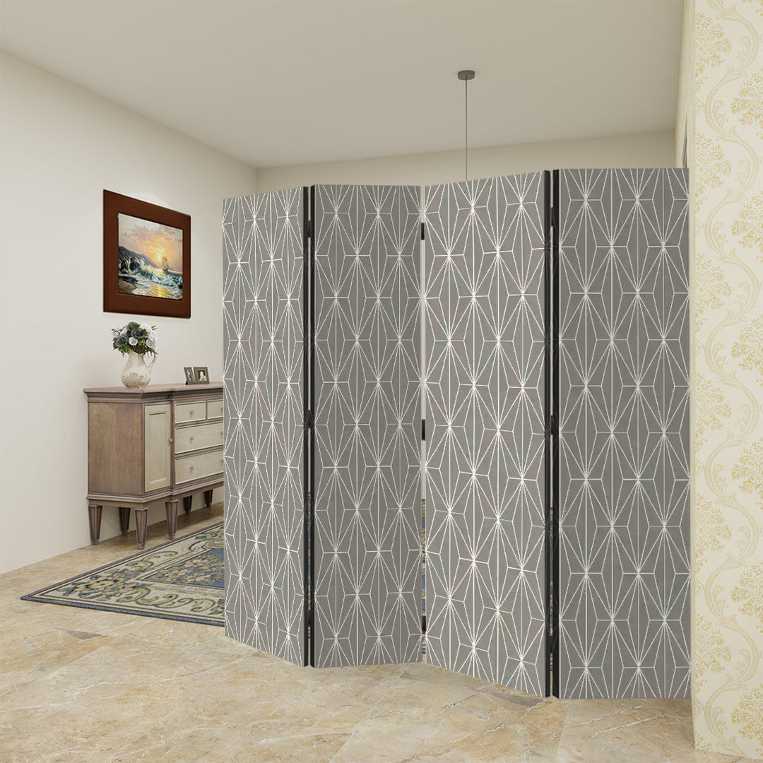 4 Panel Room Divider Folding Screen / Deco Diamonds