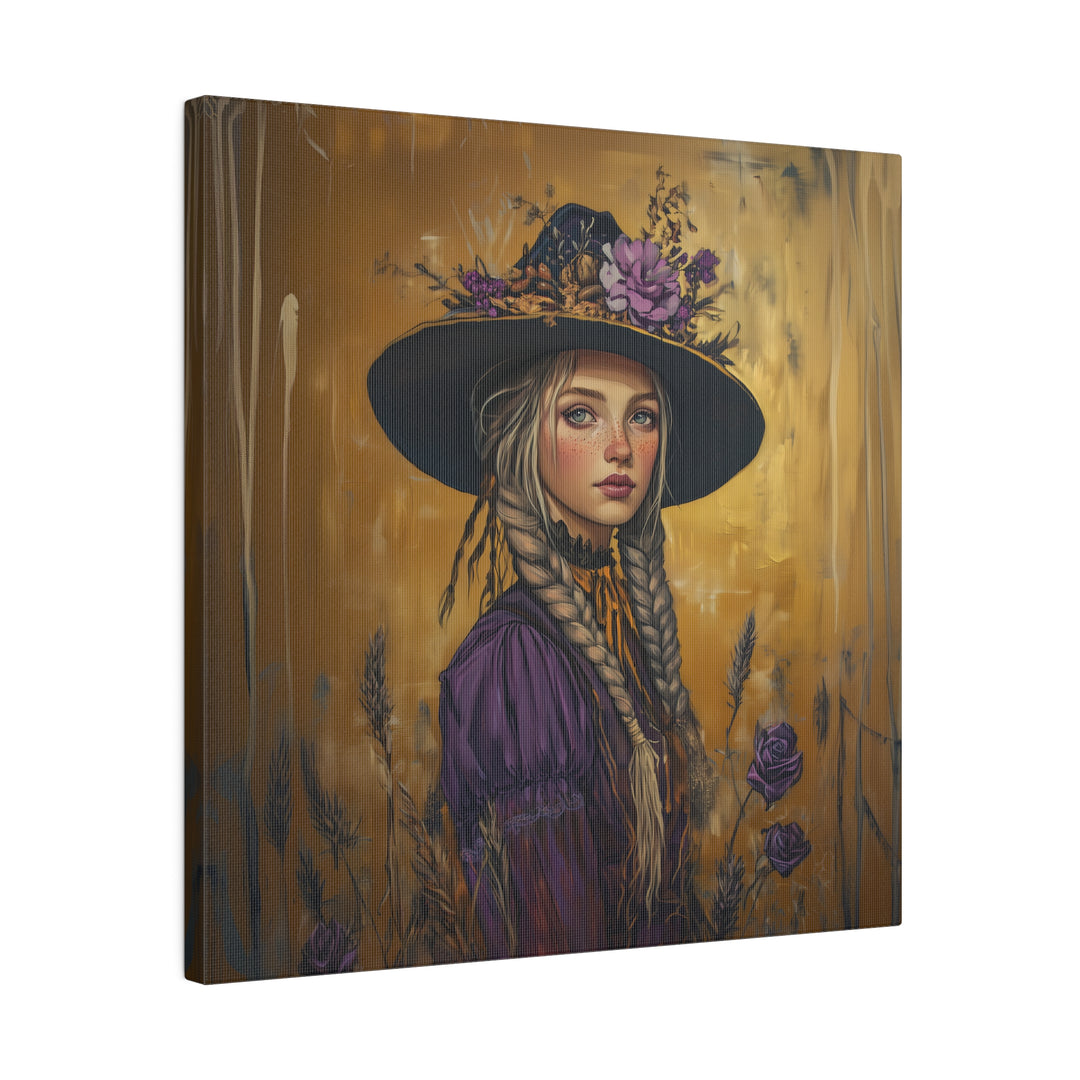 Square Matte Canvas / Autumn Fall Art / Woman - Savanah