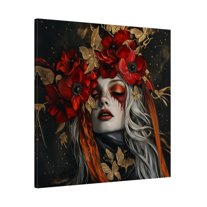 Square Matte Canvas / Autumn Fall Art / Woman - Anemone