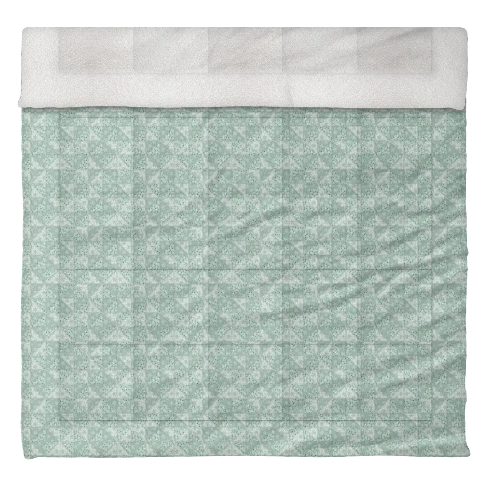 Luxury Flannel & Sherpa Comforter Set | Patchwork - Pinwheel - Snow - Mint